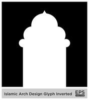 islamic båge design glyf omvänd svart fylld silhuetter design piktogram symbol visuell illustration vektor