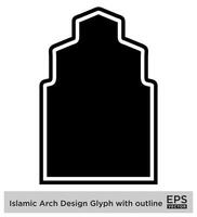 islamisch Bogen Design Glyphe mit Gliederung schwarz gefüllt Silhouetten Design Piktogramm Symbol visuell Illustration vektor