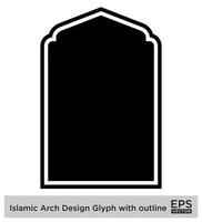 islamic båge design glyf med översikt svart fylld silhuetter design piktogram symbol visuell illustration vektor