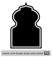 islamic båge design glyf med översikt svart fylld silhuetter design piktogram symbol visuell illustration vektor