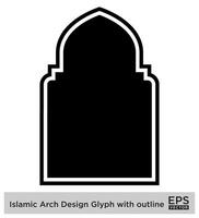 islamic båge design glyf med översikt svart fylld silhuetter design piktogram symbol visuell illustration vektor