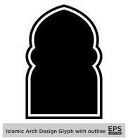 islamic båge design glyf med översikt svart fylld silhuetter design piktogram symbol visuell illustration vektor