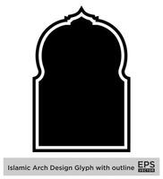 islamisch Bogen Design Glyphe mit Gliederung schwarz gefüllt Silhouetten Design Piktogramm Symbol visuell Illustration vektor