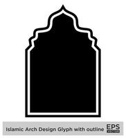 islamisch Bogen Design Glyphe mit Gliederung schwarz gefüllt Silhouetten Design Piktogramm Symbol visuell Illustration vektor