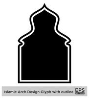 islamic båge design glyf med översikt svart fylld silhuetter design piktogram symbol visuell illustration vektor