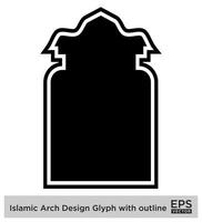 islamisch Bogen Design Glyphe mit Gliederung schwarz gefüllt Silhouetten Design Piktogramm Symbol visuell Illustration vektor