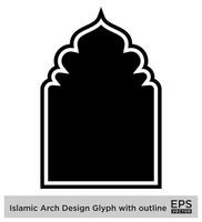 islamic båge design glyf med översikt svart fylld silhuetter design piktogram symbol visuell illustration vektor