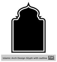 islamisch Bogen Design Glyphe mit Gliederung schwarz gefüllt Silhouetten Design Piktogramm Symbol visuell Illustration vektor