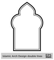 islamic båge design dubbel- rader översikt linjär svart stroke silhuetter design piktogram symbol visuell illustration vektor