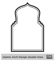 islamic båge design dubbel- rader översikt linjär svart stroke silhuetter design piktogram symbol visuell illustration vektor