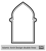 islamic båge design dubbel- rader översikt linjär svart stroke silhuetter design piktogram symbol visuell illustration vektor