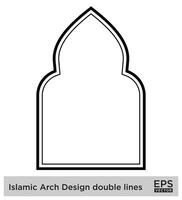 islamisch Bogen Design doppelt Linien Gliederung linear schwarz Schlaganfall Silhouetten Design Piktogramm Symbol visuell Illustration vektor