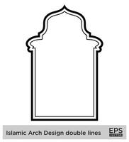 islamisch Bogen Design doppelt Linien Gliederung linear schwarz Schlaganfall Silhouetten Design Piktogramm Symbol visuell Illustration vektor