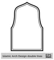 islamic båge design dubbel- rader översikt linjär svart stroke silhuetter design piktogram symbol visuell illustration vektor