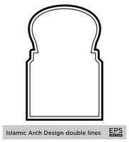 islamisch Bogen Design doppelt Linien Gliederung linear schwarz Schlaganfall Silhouetten Design Piktogramm Symbol visuell Illustration vektor