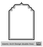 islamic båge design dubbel- rader översikt linjär svart stroke silhuetter design piktogram symbol visuell illustration vektor