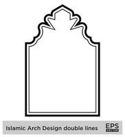 islamisch Bogen Design doppelt Linien Gliederung linear schwarz Schlaganfall Silhouetten Design Piktogramm Symbol visuell Illustration vektor