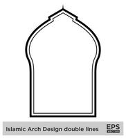 islamisch Bogen Design doppelt Linien Gliederung linear schwarz Schlaganfall Silhouetten Design Piktogramm Symbol visuell Illustration vektor