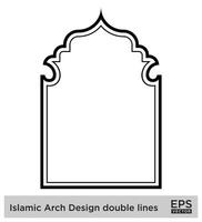 islamisch Bogen Design doppelt Linien Gliederung linear schwarz Schlaganfall Silhouetten Design Piktogramm Symbol visuell Illustration vektor