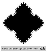 islamic amblem design glyf med översikt svart fylld silhuetter design piktogram symbol visuell illustration vektor