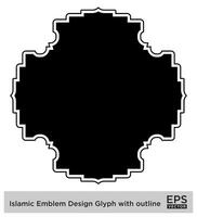 islamic amblem design glyf med översikt svart fylld silhuetter design piktogram symbol visuell illustration vektor