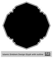 islamisch amblem Design Glyphe mit Gliederung schwarz gefüllt Silhouetten Design Piktogramm Symbol visuell Illustration vektor