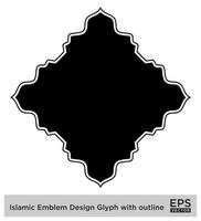 islamic amblem design glyf med översikt svart fylld silhuetter design piktogram symbol visuell illustration vektor