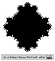 islamic amblem design glyf med översikt svart fylld silhuetter design piktogram symbol visuell illustration vektor