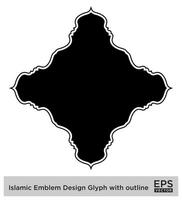 islamisch amblem Design Glyphe mit Gliederung schwarz gefüllt Silhouetten Design Piktogramm Symbol visuell Illustration vektor