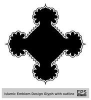 islamisch amblem Design Glyphe mit Gliederung schwarz gefüllt Silhouetten Design Piktogramm Symbol visuell Illustration vektor