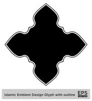 islamisch amblem Design Glyphe mit Gliederung schwarz gefüllt Silhouetten Design Piktogramm Symbol visuell Illustration vektor