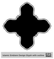 islamic amblem design glyf med översikt svart fylld silhuetter design piktogram symbol visuell illustration vektor