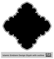 islamic amblem design glyf med översikt svart fylld silhuetter design piktogram symbol visuell illustration vektor