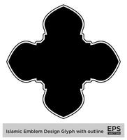 islamic amblem design glyf med översikt svart fylld silhuetter design piktogram symbol visuell illustration vektor