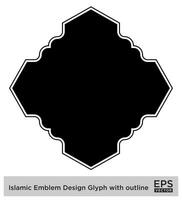 islamic amblem design glyf med översikt svart fylld silhuetter design piktogram symbol visuell illustration vektor