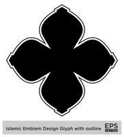 islamic amblem design glyf med översikt svart fylld silhuetter design piktogram symbol visuell illustration vektor