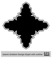 islamic amblem design glyf med översikt svart fylld silhuetter design piktogram symbol visuell illustration vektor