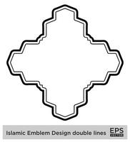 islamic amblem design dubbel- rader svart stroke silhuetter design piktogram symbol visuell illustration vektor