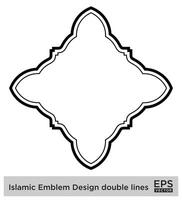 islamic amblem design dubbel- rader svart stroke silhuetter design piktogram symbol visuell illustration vektor