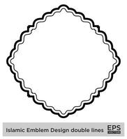 islamic amblem design dubbel- rader svart stroke silhuetter design piktogram symbol visuell illustration vektor