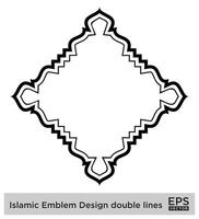 islamic amblem design dubbel- rader svart stroke silhuetter design piktogram symbol visuell illustration vektor