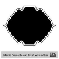 islamisch Rahmen Design Glyphe mit Gliederung schwarz gefüllt Silhouetten Design Piktogramm Symbol visuell Illustration vektor