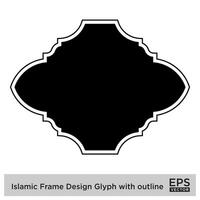 islamisch Rahmen Design Glyphe mit Gliederung schwarz gefüllt Silhouetten Design Piktogramm Symbol visuell Illustration vektor