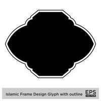 islamisch Rahmen Design Glyphe mit Gliederung schwarz gefüllt Silhouetten Design Piktogramm Symbol visuell Illustration vektor