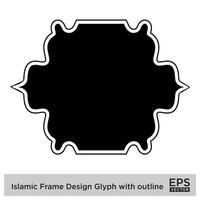 islamisch Rahmen Design Glyphe mit Gliederung schwarz gefüllt Silhouetten Design Piktogramm Symbol visuell Illustration vektor