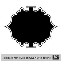 islamisch Rahmen Design Glyphe mit Gliederung schwarz gefüllt Silhouetten Design Piktogramm Symbol visuell Illustration vektor