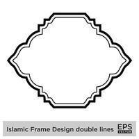 islamisch Rahmen Design doppelt Linien schwarz Schlaganfall Silhouetten Design Piktogramm Symbol visuell Illustration vektor