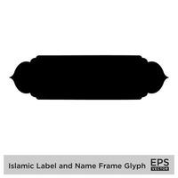 islamisch Etikette und Name Rahmen Glyphe schwarz gefüllt Silhouetten Design Piktogramm Symbol visuell Illustration vektor