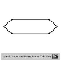 islamisch Etikette und Name Rahmen dünn Linie Gliederung linear schwarz Schlaganfall Silhouetten Design Piktogramm Symbol visuell Illustration vektor