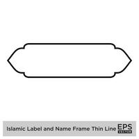 islamisch Etikette und Name Rahmen dünn Linie Gliederung linear schwarz Schlaganfall Silhouetten Design Piktogramm Symbol visuell Illustration vektor